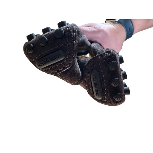 Louis Vuitton Brown Suede LV Monogram Buckle Driving Loafer Brown Size 38 - Picture 7 of 8